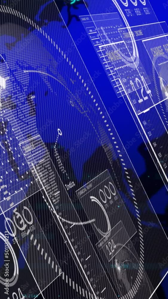 Poster animation of data processing over world map