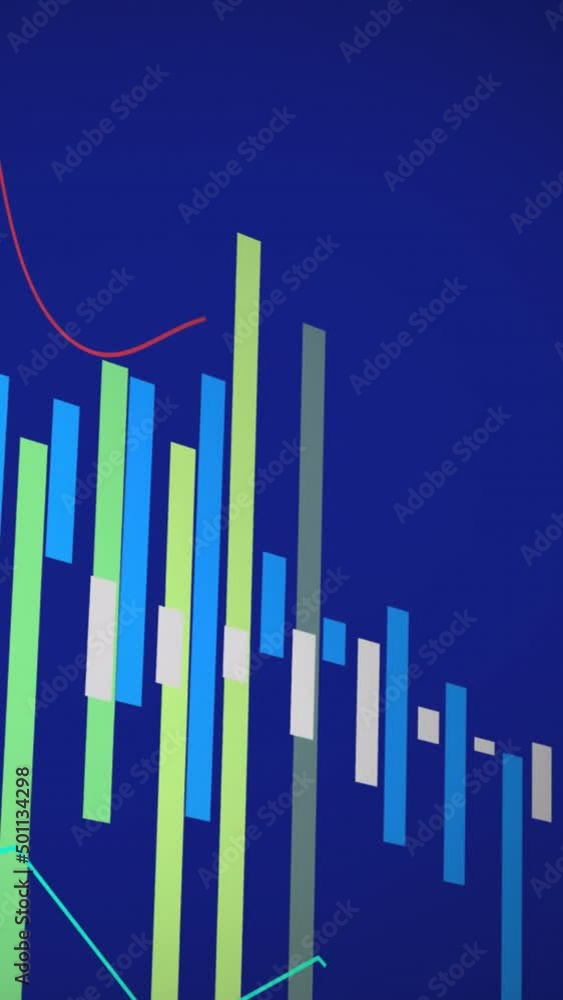 Poster animation of data processing on blue background