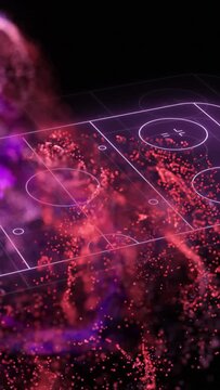 Animation of neon purple ice hockey rink and pink mesh