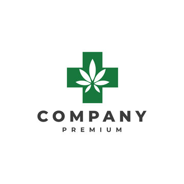 Medical cannabis leaf logo vector icon template