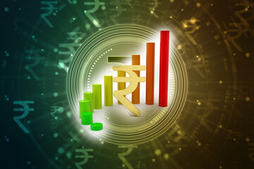 Indian rupee background, Stock market background with Indian rupee symbol, India Finance, Economic Background. 3d render