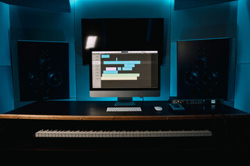 computer in the recording studio