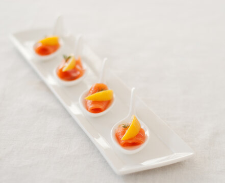 hors devours of salmon with lemon