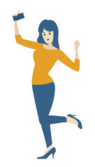 スマホ持つシンプル女性