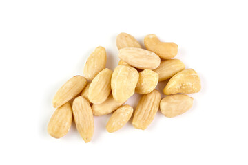 Organic Cashew nuts, close-up, isolated on white background.