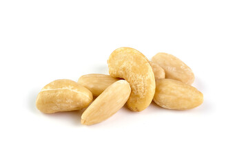 Organic Cashew nuts, close-up, isolated on white background.
