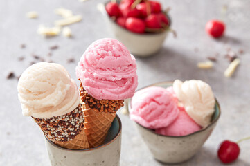 Vanilla and cheery ice cream