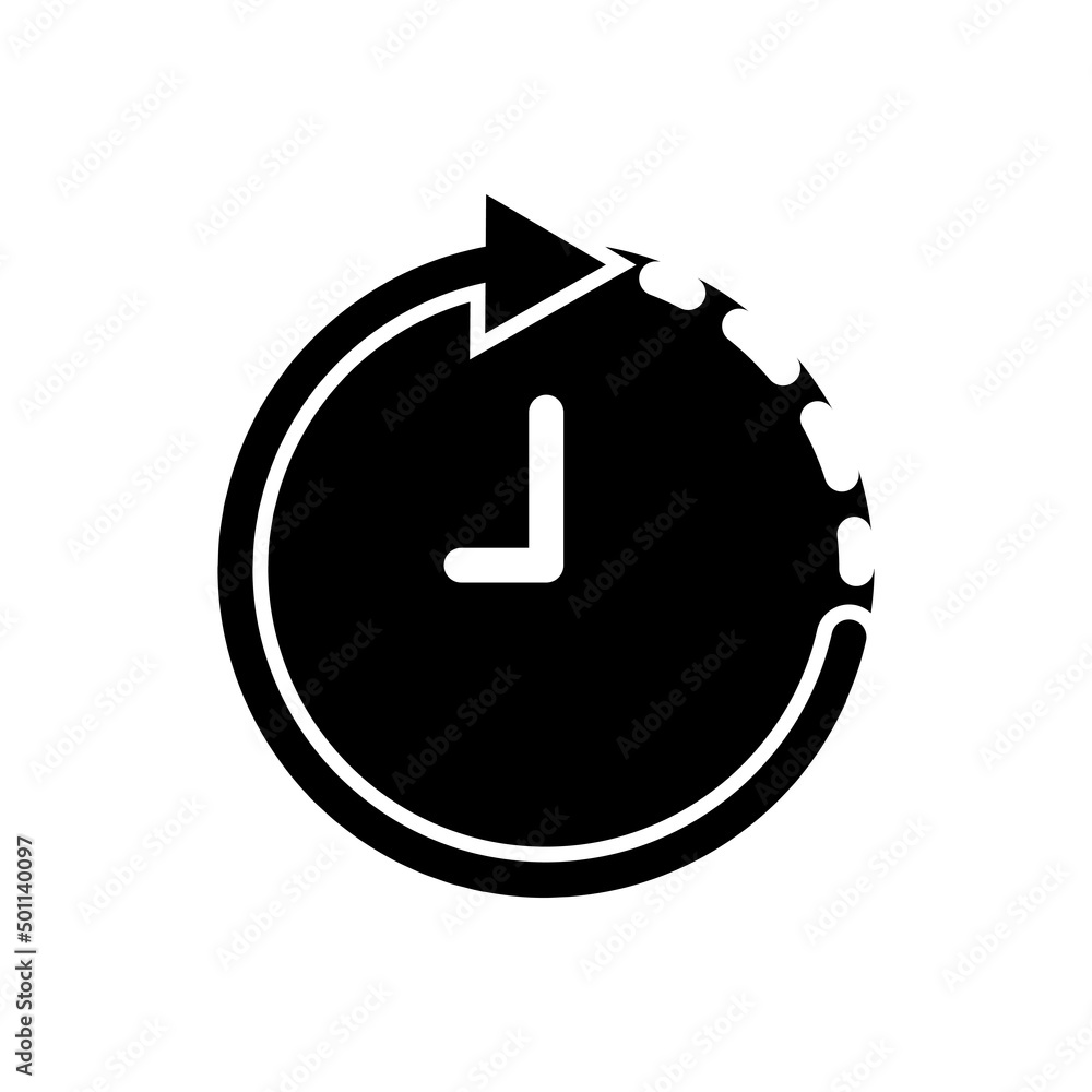 Poster clock icon with arrow. full time symbol. solid icon style. suitable for business icon. simple design