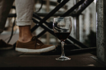 glass of wine on stage