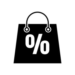 Shopping bag icon with percent. discount symbol. Business. solid icon style. suitable for sale icon. simple design editable. Design template vector