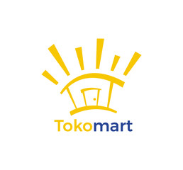 Home sun logo Initial. Home store with sun icon simple modern logo design. Flat and minimalist botanical icon for farm, company, beauty, flourish vector illustration