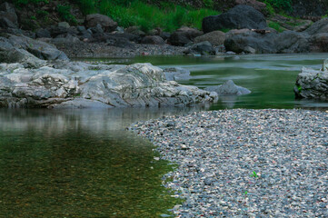 Winding River in Japanese Mountain