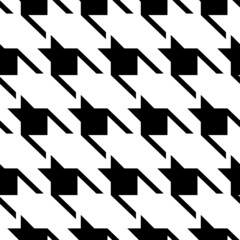 Geometric black and white seamless pattern with pied-de-poule ornament. Monochrome graphic repeating design. Modern minimalist stylish squared background. Vector chequered motif for fabric, textile