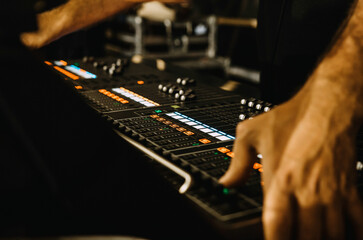 sound engineer mixing console