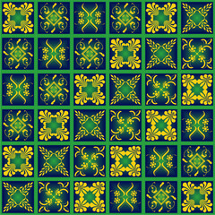 seamless pattern wall tiles with random floral background 