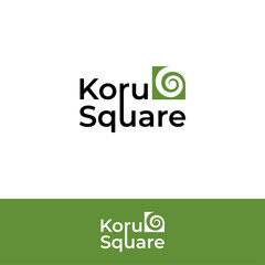 Creative Koru Fern square logo vector template