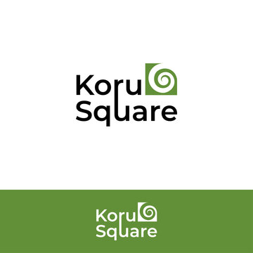 Creative Koru Fern Square Logo Vector Template