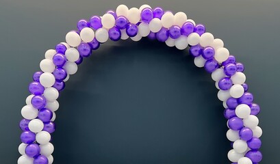 purple and white balloon arch