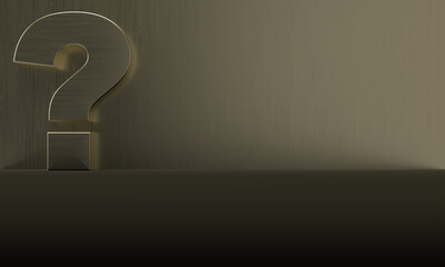 Gold question mark on golden background for your business.