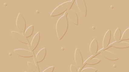 Beautiful beige background with beige branches and leaves, vector illustration.