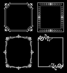 Set of decorative frames Elegant vector element for design in Eastern style, place for text. Floral black and white borders. Lace illustration for invitations and greeting cards.