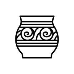 Ceramic ware trypillia ornament line color icon. Isolated vector element.