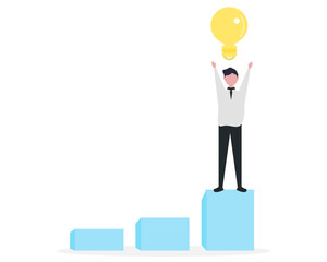 ステップアップ キャリアアップ ビジネス 男性 。ベクターイラスト