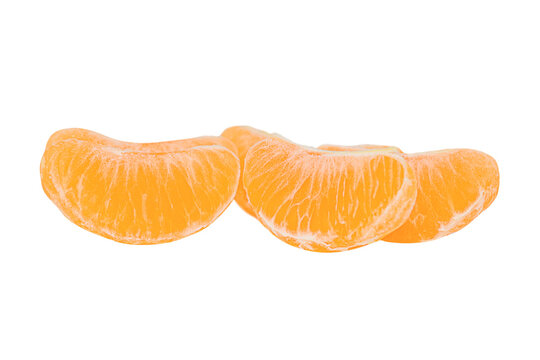 Clementine wedges isolated on the white background