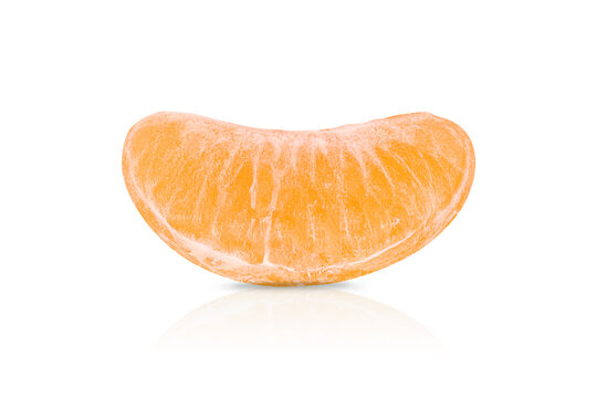 A wedge of tangerine, clementine isolated on the white background	
