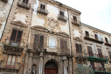 baroque palace (alliata di villafranca) in palermo in sicily (italy)  - obrazy, fototapety, plakaty