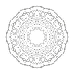 Mandala isolated on white background. Decorative elements,  lotus flower. Coloring page for adults.
