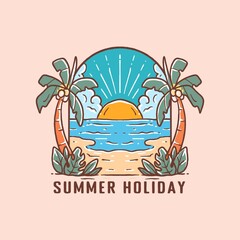 Fototapeta na wymiar Summer Beach Holiday Illustration