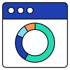 Naklejka premium A flat design icon of web analytics