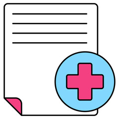 Editable design icon of medical file