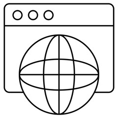 A linear design icon of web browser