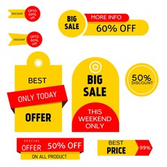 vector cheap price coupon discount sticker set,