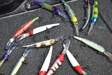 A selection of stickbaits used to catch walleye 