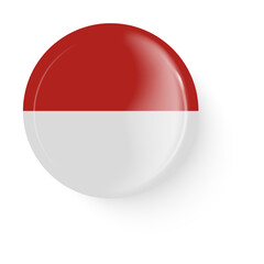 Round flag of Monaco. Pin button. Pin brooch icon, sticker.