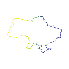 The contour line of the territory of Ukraine in the color of the Ukrainian flag