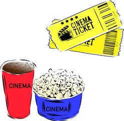映画チケットとドリンクとポップコーンセット