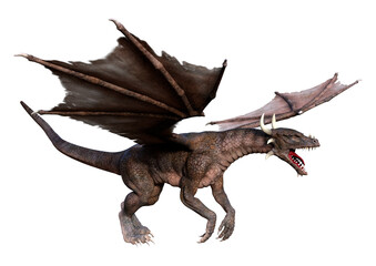 3D Rendering Fairy Tale Dragon on White