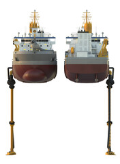 A technical fleet vessel designed for dredging and extraction of non-metallic construction materials. Hopper dredger. Isolated on white. 3d-rendering