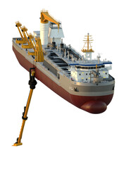 A technical fleet vessel designed for dredging and extraction of non-metallic construction materials. Hopper dredger. Isolated on white. 3d-rendering