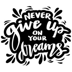Never give up on your dreams. Poster quote.