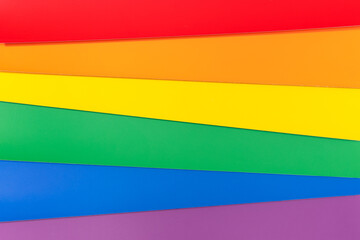 LGBT Rainbow flag background. Group of colored cardboard. Gay pride flag - obrazy, fototapety, plakaty