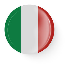 Round flag of Italy. Pin button. Pin brooch icon, sticker.