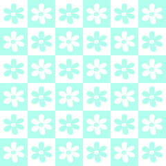 Fototapeta na wymiar Checkered smiley daisy pattern. Vector seamless pattern.