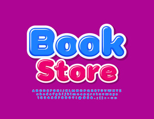 Vector colorful Banner Book Store. Bright Children Font. Creative Alphabet Letters, Numbers and Symbols.