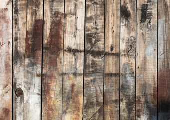 Grungy old wooden wall with paint strokes