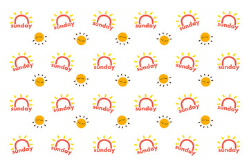 seamless pattern with sunday  and sunny on white background. pastel and daily pattern .